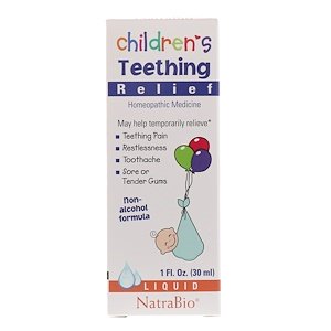 NatraBio Children's Teething Relief Non-Alcohol Formula Liquid 1 fl oz (30ml)