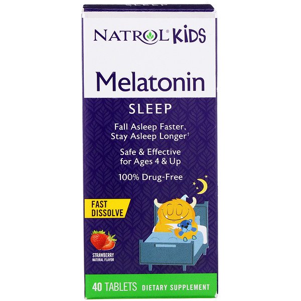 Natrol Kids Melatonin Strawberry Natural Flavor 40 Tablets