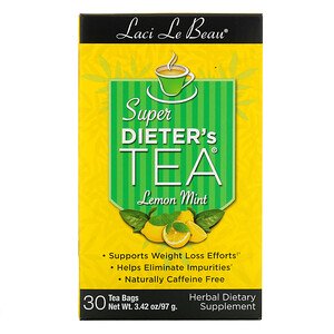Natrol Laci Le Beau Super Dieter's Tea Lemon Mint 30 Tea Bags 2.63 oz (75g)