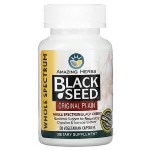 Amazing Herbs Black Seed Original Plain 100 Vegetarian Capsules
