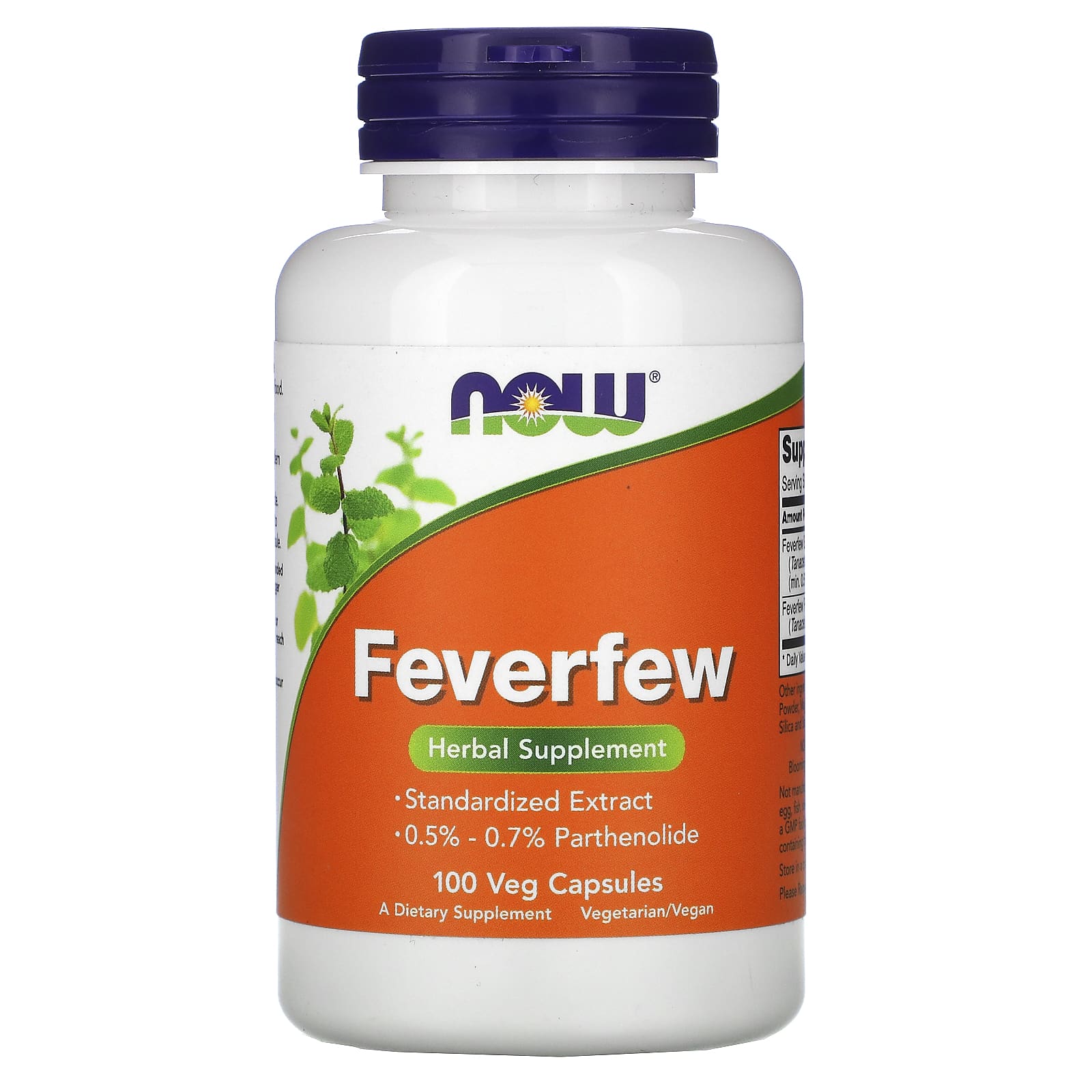 Now Foods Feverfew 100 Capsules - Dietary Supplement