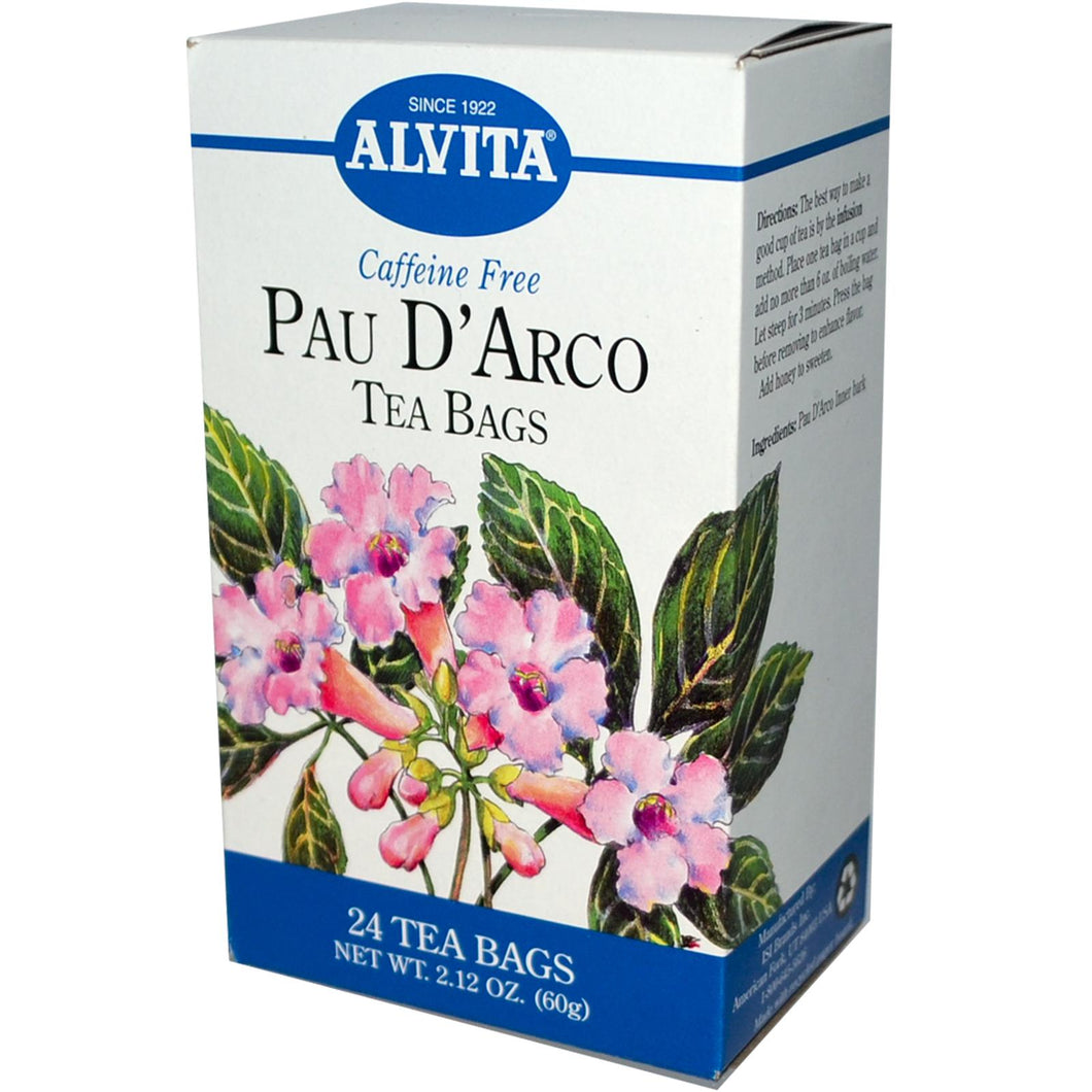 Alvita, Tea, Pau d'Arco, Caffeine Free, 24 Tea Bags, 2.12 oz, 60 gs