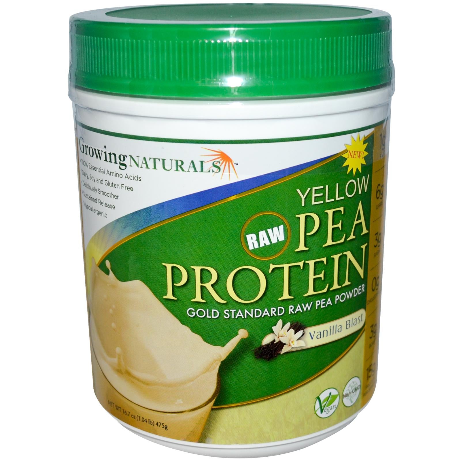 Growing Naturals Yellow Pea Protein Vanilla Blast 475 g