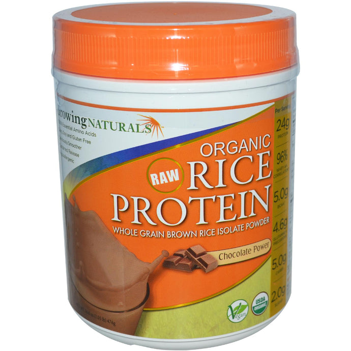 Growing Naturals Organic Raw Rice Protein Chocolate Power 476 g