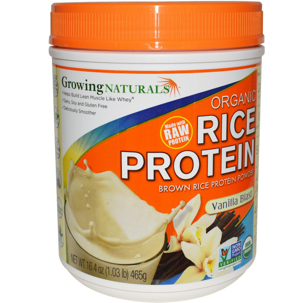 Growing Naturals Organic Raw Rice Protein Vanilla Blast 465 g