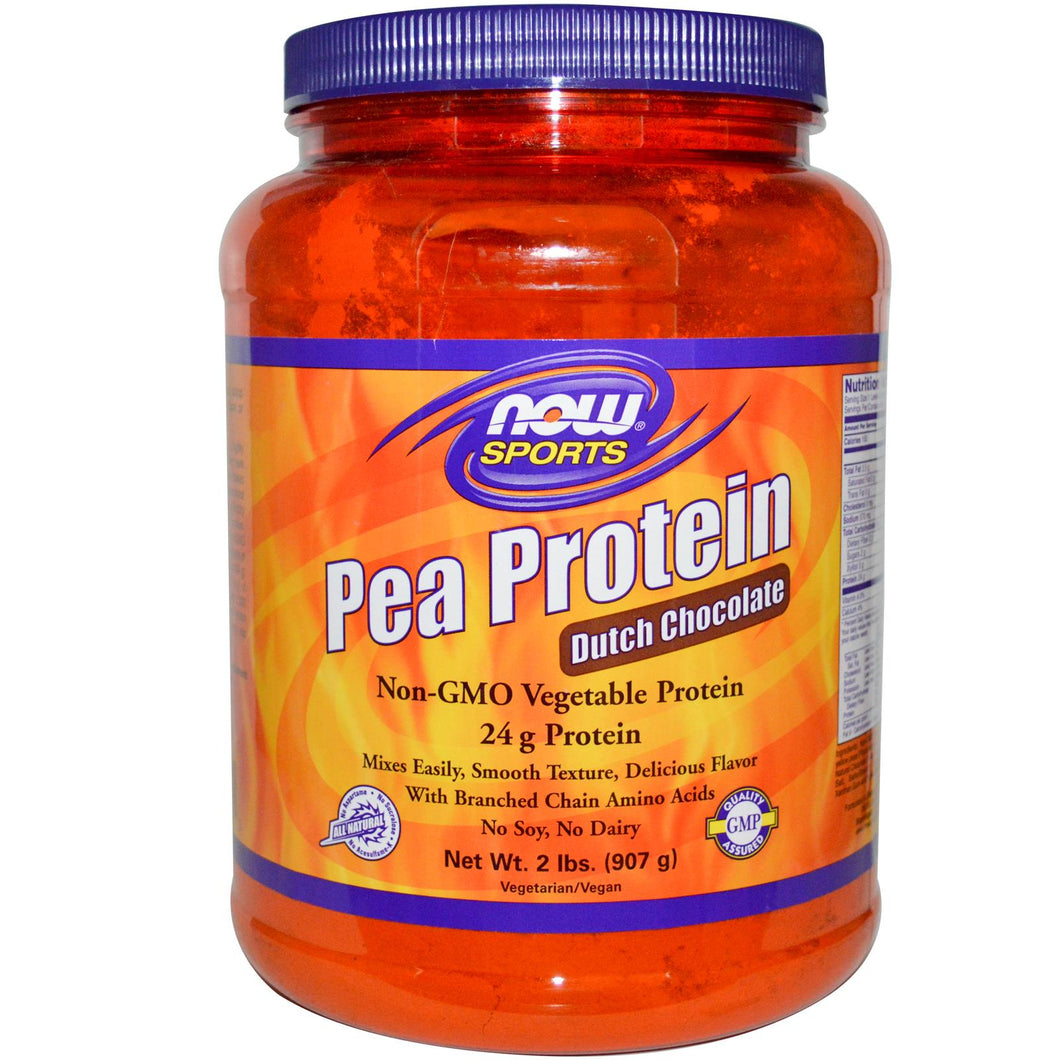 Now Sports Pea Protein Dutch Chocolate 2 lbs 907g - Protein Supplement