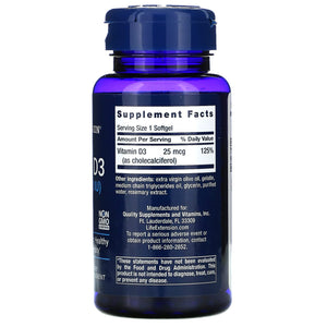 Life Extension Vitamin D3 1000 IU 250 Softgels - Dietary Supplement