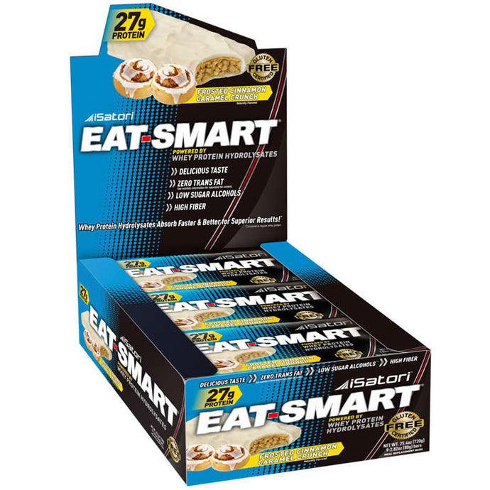 Isatori Eat-Smart Protein Bars Frosted Cinnamon Caramael Crunch 9 Bars 80 g Each