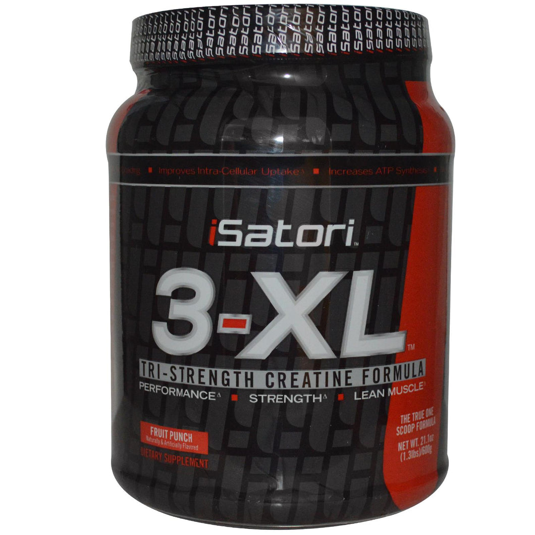 Isatori, 3 XL Powder, Tri-Strength Creatine Formula, Fruit Punch, 600 g