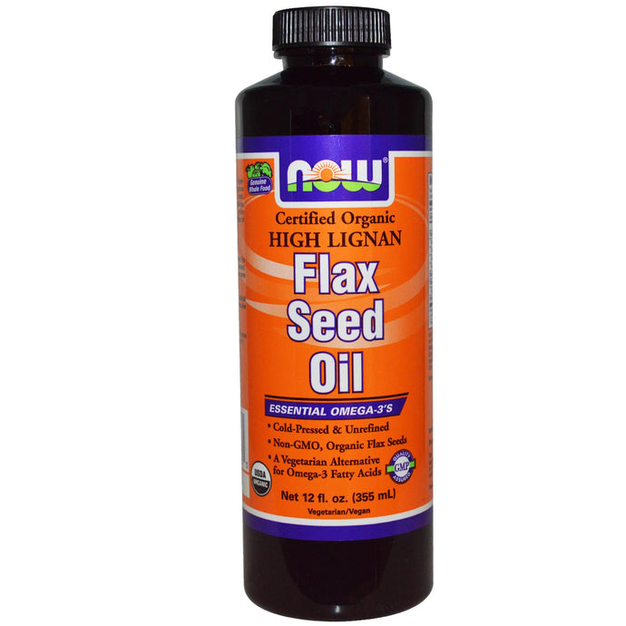 Now Foods, Certified Organic, Flax Seed Oil, High Lignan, 355 ml