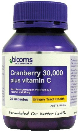 Blooms Health Products, Cranberry 30,000 + Vitamin C, 30 Capsules