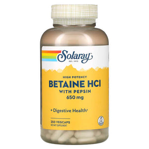 Solaray, High Potency Betaine HCL with Pepsin, 650 mg, 250 VegCaps