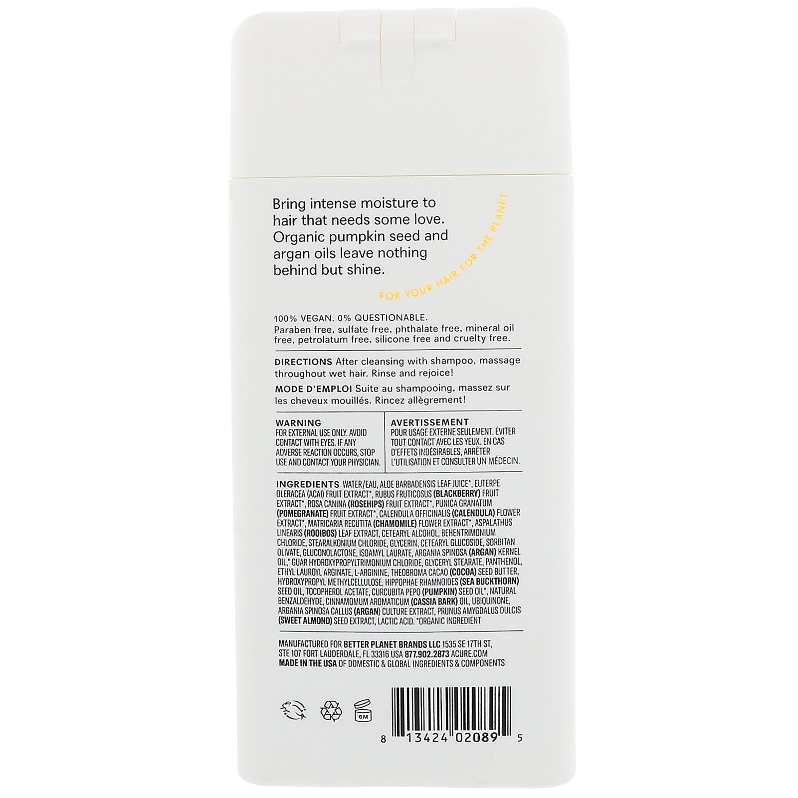 Acure Mega Moisture Conditioner Argan Oil & Pumpkin 12 fl oz (354ml)