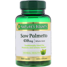 Load image into Gallery viewer, Nature&#39;s Bounty Saw Palmetto 450mg 100 Capsules