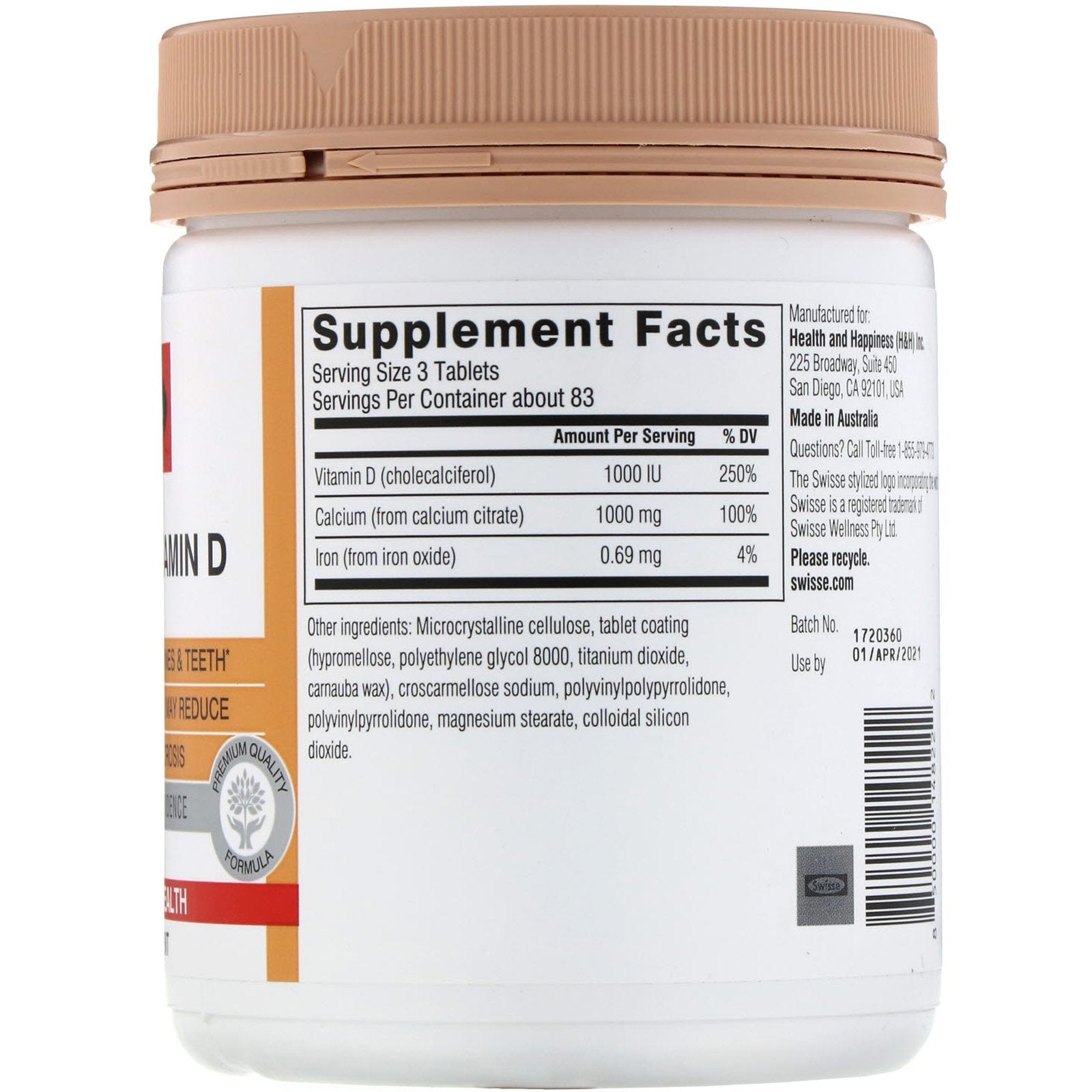 Swisse Ultiboost Calcium + Vitamin D 300 Tablets