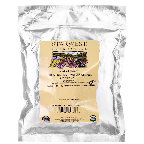 Starwest Botanicals Turmeric Root Powder Organic 1 lb (453.6 g)