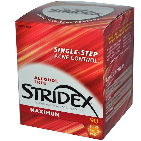 Stridex Single-Step Acne Control Maximum Alcohol Free 90 Soft Touch Pads