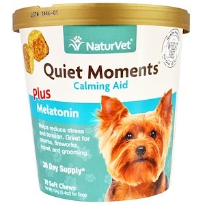 NaturVet Quiet Moments Calming Aid Plus Melatonin 70 Soft Chews