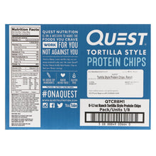 Load image into Gallery viewer, Quest Nutrition Tortilla Style Protein Chips Ranch 8 Bags 1.1 oz (32g ) Each