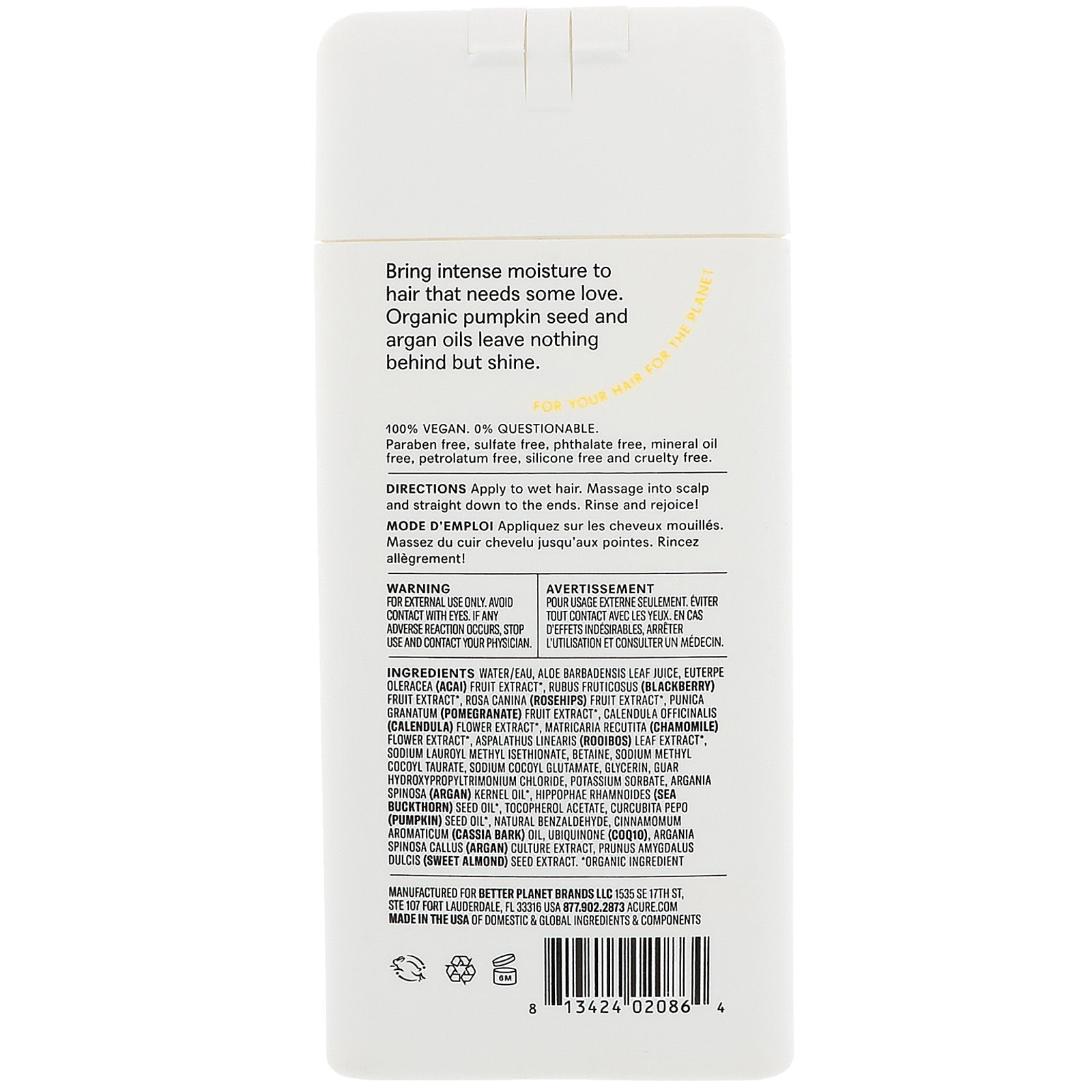 Acure Mega Moisture Shampoo Argan Oil & Pumpkin 12 fl oz (354ml)