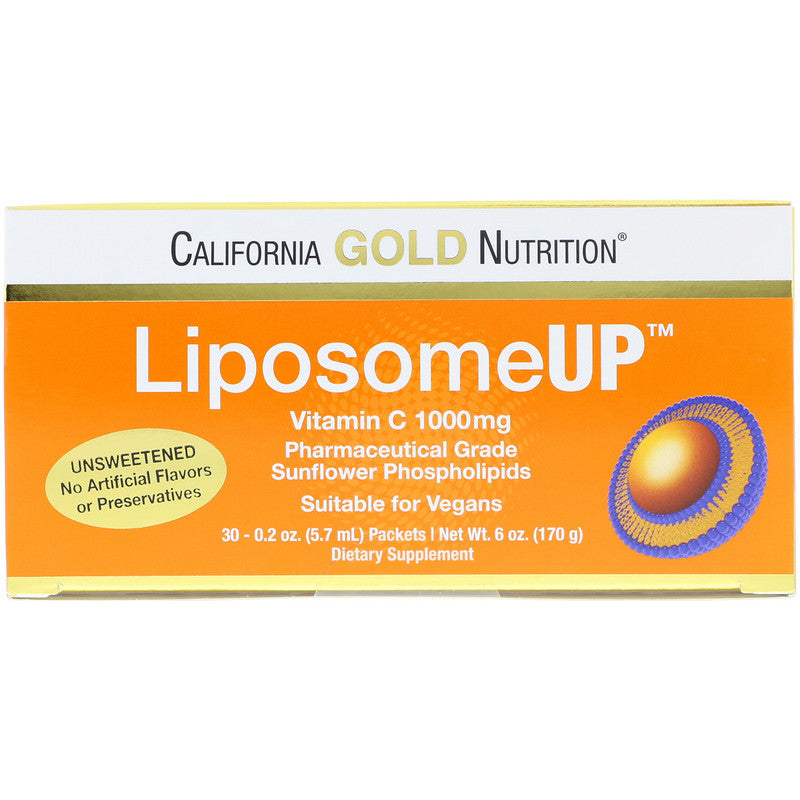California Gold Nutrition LiposomeUP Liposomal Vitamin C 1000mg 30 Packets, 0.2 oz (5.7ml) Each
