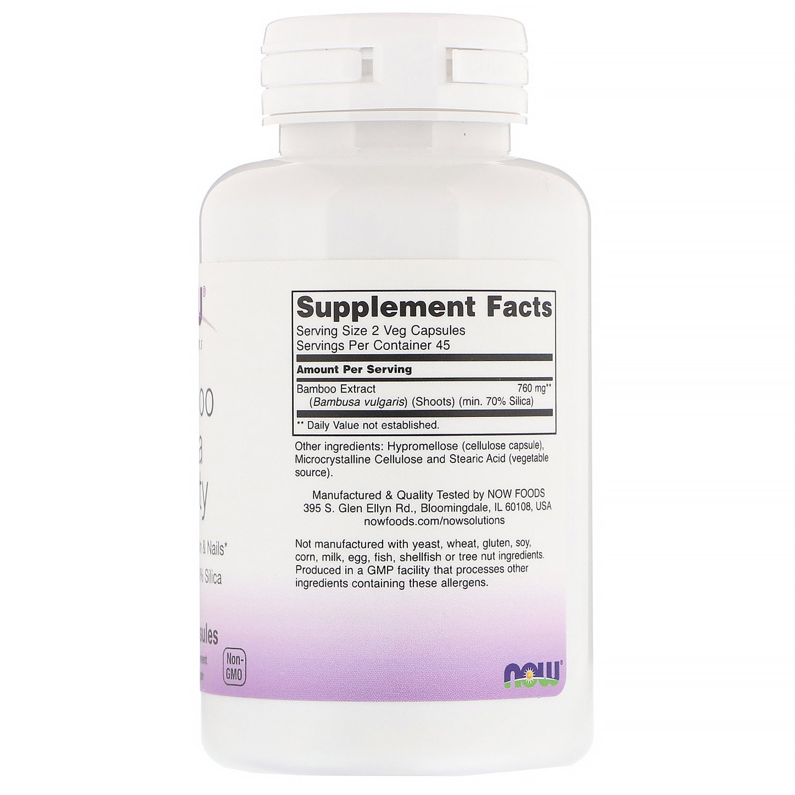 Now Foods Solutions Bamboo Silica Beauty 90 Veg Capsules