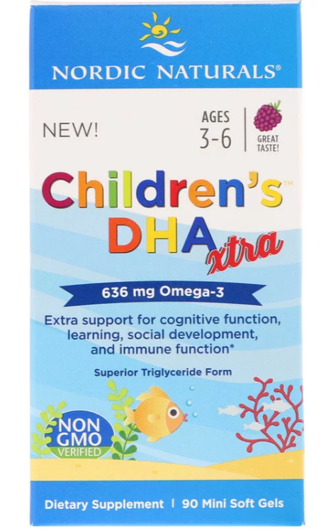 Nordic Naturals Children's DHA Xtra Berry Punch 636mg 90 Mini Soft Gels