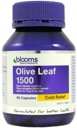 Blooms Health Products, Olive Leaf, 1500, 60 Capsules