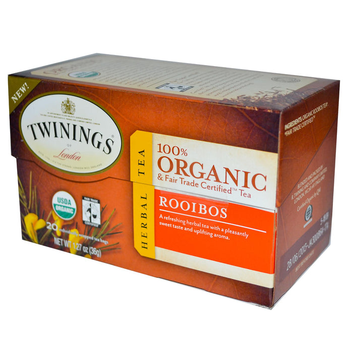 Twinings, 100% Organic Herbal Tea, Rooibos, 20 Tea Bags, 36 g