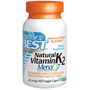Doctor's Best, Natural Vitamin K2, Mena Q7, 45 mcg, 180 VCaps