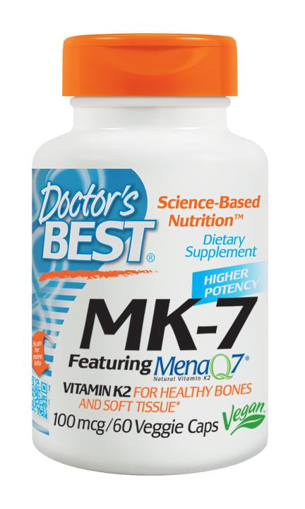 Doctor's Best MK-7 Featuring Mena Q7 Natural Vitamin K2 100 mcg 60 Vcaps