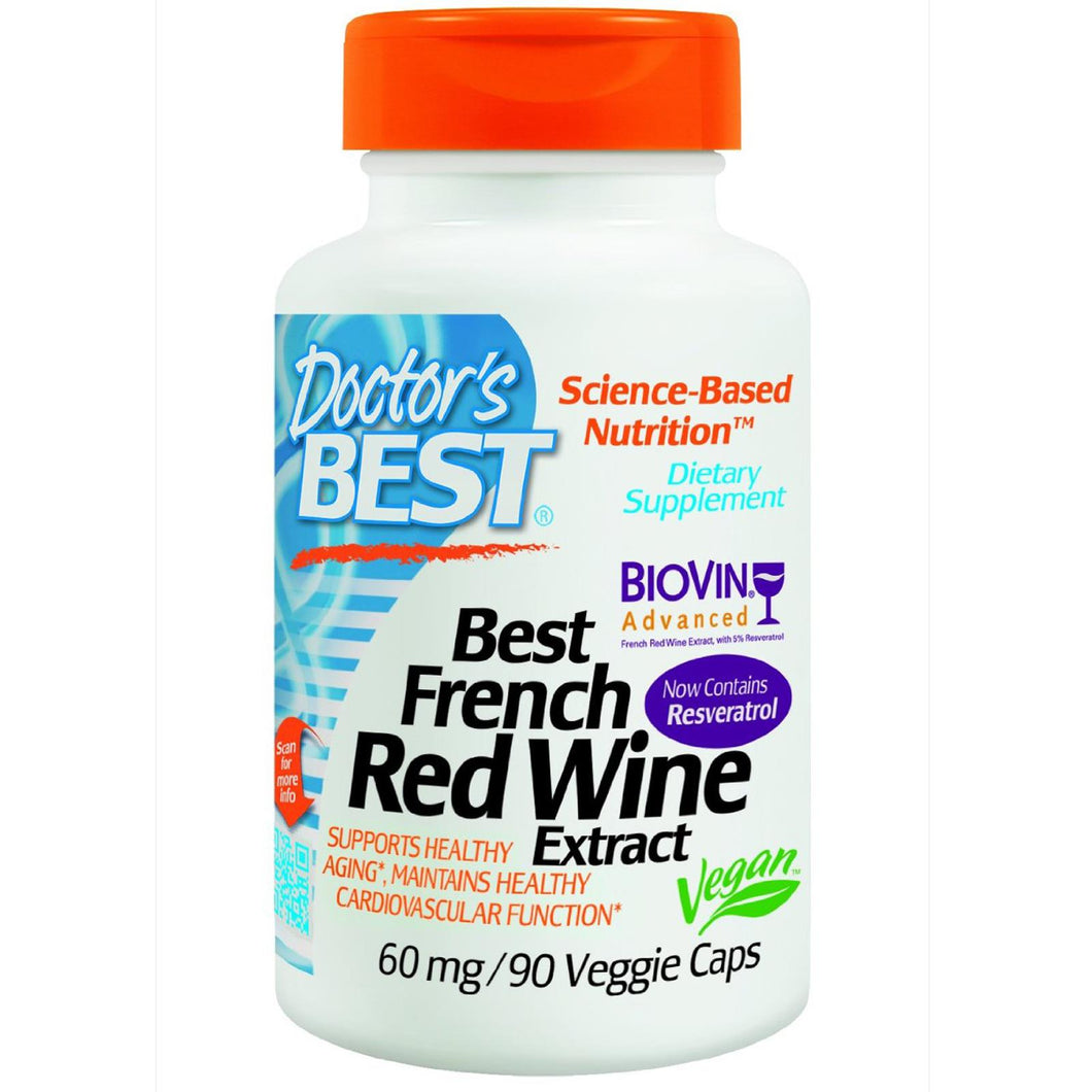 Doctor's Best, Best French Red Wine Extract, 60 mg, 90 VCaps