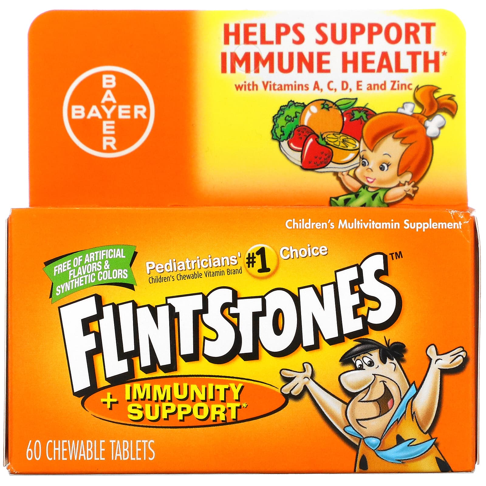 Flintstones, Children's Multivitamin Supplement + Immunity Support, Fruit, 90 Chewable Tablets