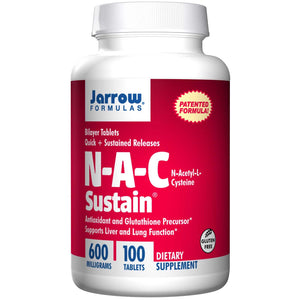 Jarrow Formulas N-A-C Sustain N-Acetyl-L-Cysteine 600mg 100 Tablets