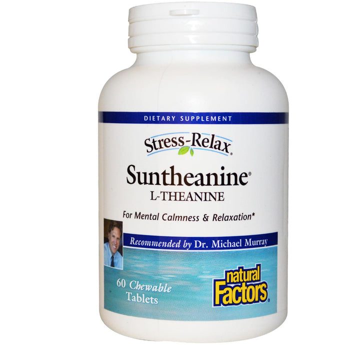 Natural Factors Stress-Relax Suntheanine L-Theanine 60 Chewable Tablets