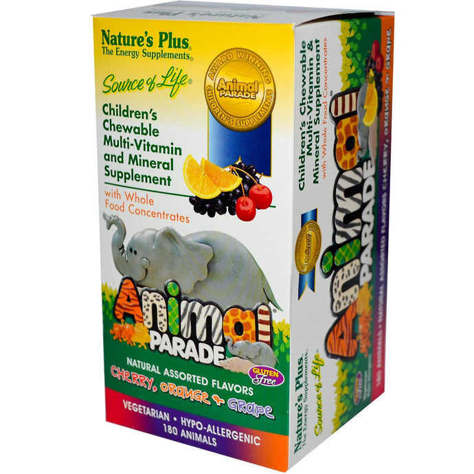 Nature's Plus, Animal Parade, Children's Chewable Multi-Vitamin & Mineral, Assorted Flavors, 180 Animals