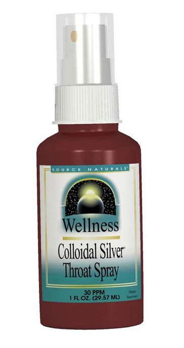Source Naturals, Wellness, Colloidal Silver Throat Spray, 30 PPM, 59.14 ml, 2 fl oz