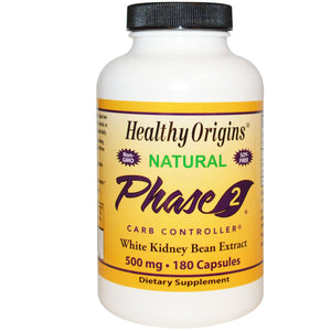 Healthy Origins Phase 2 Carb Controller White Kidney Bean Extract 500mg 180 Capsules