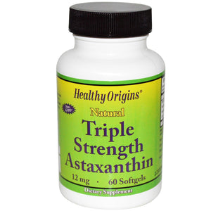 Healthy Origins, Natural Triple Strength Astaxanthin, 12 mg, 60 Softgels