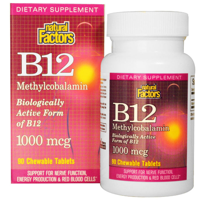Natural Factors B12 Methylcobalamin1000 mcg 90 Chewable Tablets