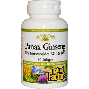 Natural Factors, HerbalFactors, Panax Ginseng, 60 Softgels