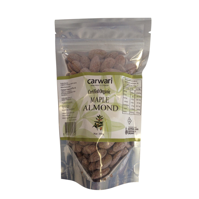 Carwari, Organic Maple Almonds, 200 g - Health Supplement