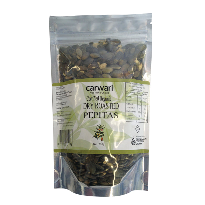 Carwari, Organic Dry Roasted Pepitas, 200 g - Health Supplement