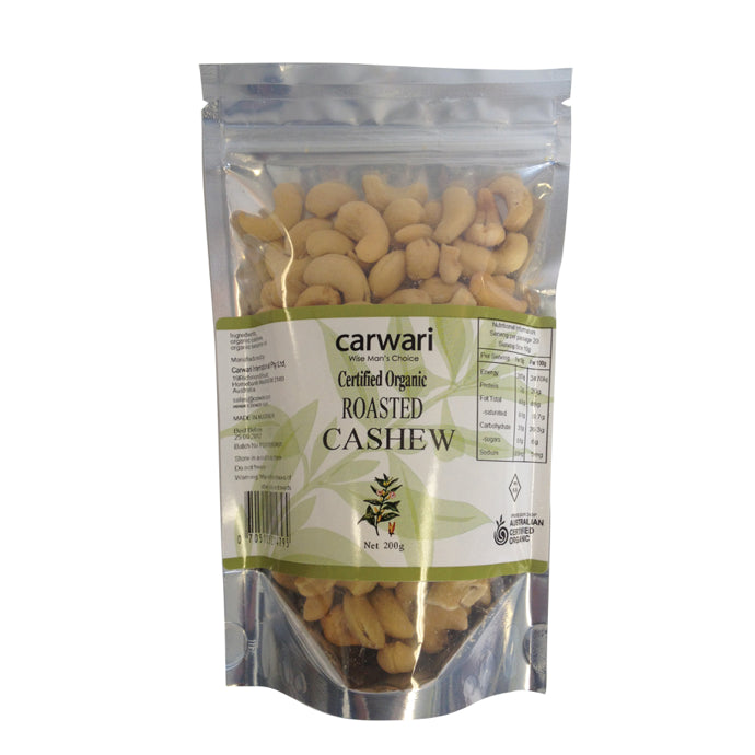 Carwari, Organic Roasted Cashew, 200 g - Health Supplement