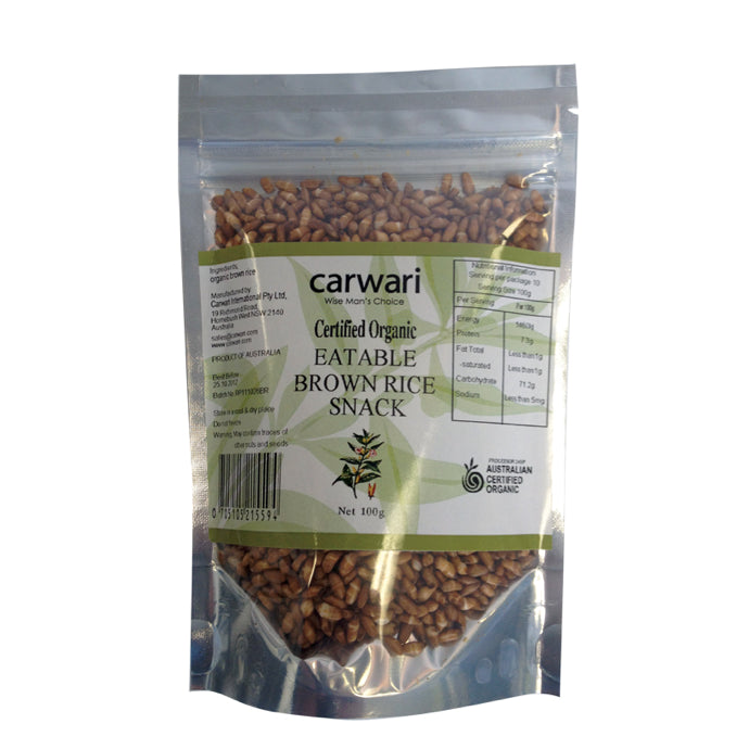 Carwari, Organic Eatable Brown Rice Snack, 100 g - Health Supplement