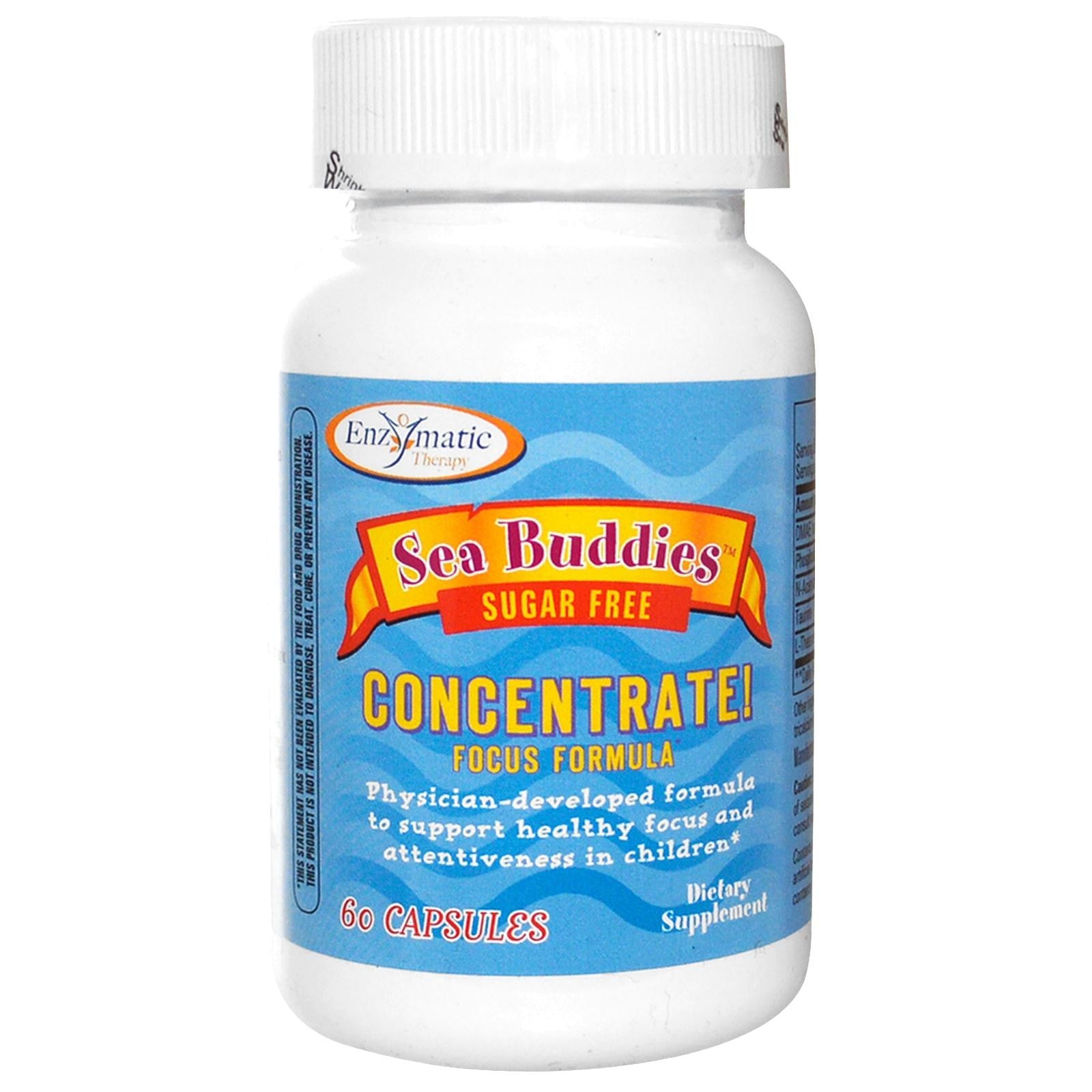 Enzymatic Therapy, Sea Buddies, Concentrate! Focus Formula, Sugar Free, 60 Capsules