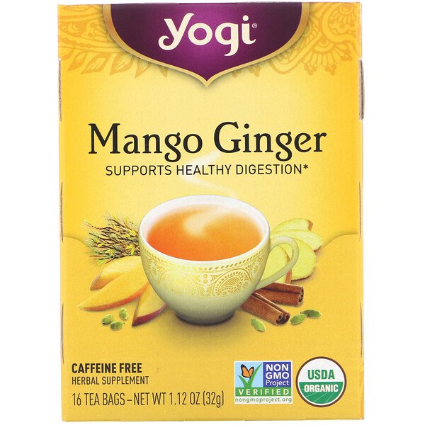 Yogi Tea Organic Mango Ginger Caffeine Free 16 Tea Bags 1.12 oz (32g)