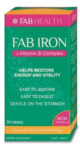 FAB Iron + B Complex 30 Tablets - Dietary Supplement
