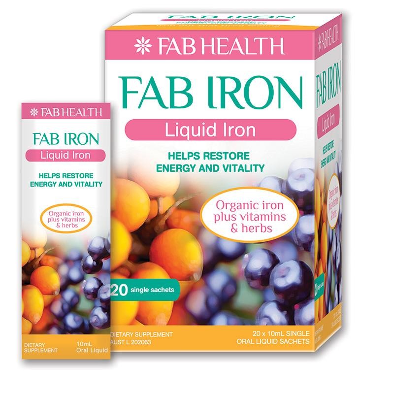 FAB Iron Liquid Iron 20 Sachets X 10ml Each - Dietary Supplement
