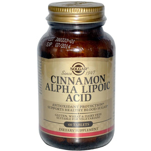 Solgar, Cinnamon Alpha Lipoic Acid, 60 Tablets - Dietary Supplement